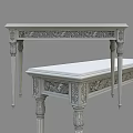 Elegant Classic Console Table With Marble Top And Carved Gold Accents