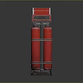 Red Industrial Device With Dual Cylindrical Components And Black Top Control Panel 3d model