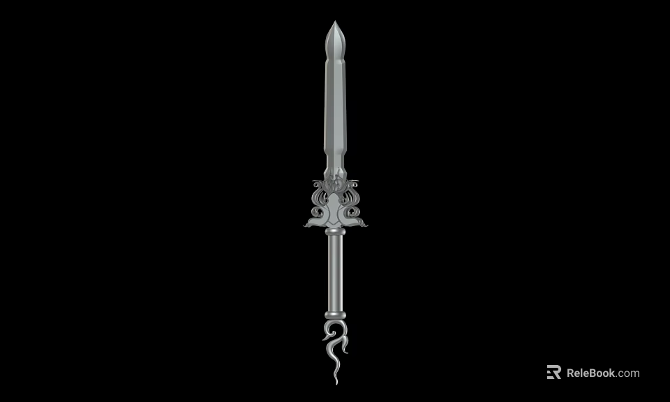 Ancient Decorative Sword Weapon With Intricate Hilt And Sharp Blade Design 3d model 