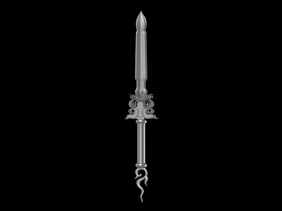 Ancient Decorative Sword Weapon With Intricate Hilt And Sharp Blade Design 3d model