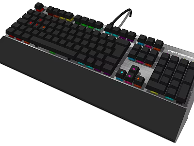 Mechanical Gaming Keyboard With RGB Backlit Wrist Rest And Metal Panel Design 3d model