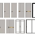 Modern Hinged Door Designs With Various Styles White Black Frames And Glass Panels 3d model