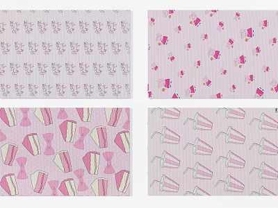 Pink Cute Cartoon Girl Carpet Combo 3d model