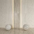 Decorative Wall Components With Marble Texture Tile Patterns And Spherical Ornaments