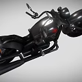 Black Cruiser Style Motorcycle With Red Accent Chrome Handlebars And Exhaust Pipes