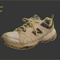 New Balance Beige And Navy Casual Sneakers With Laced Design And Worn Look