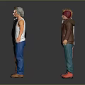 Group of Men 3D Character Models With Various Casual Outfits And Standing Poses