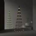 Green And Black Tower Shaped Floor Lamps With Decorative Lights For New Year 2024 Decoration