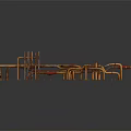 Complex Industrial Metal Pipes Interconnected Structure with Red Valves and Yellow Tubes