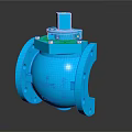 Blue Industrial Valve With Flange Connection And Machinery Equipment Design