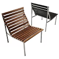 Wooden Outdoor Chair With Slatted Design And Sturdy Metal Frame for Garden Patio Use
