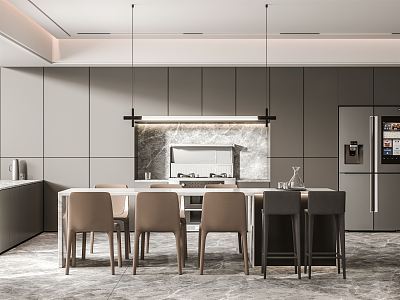 Modern Restaurant Minimalist Open Kitchen Restaurant model