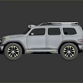 Silver SUV With Roof Rack Yellow Accents LED Headlights And Distinctive Wheels