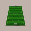 Standard Soccer Field With Green Grass And White Markings Including Center Circle