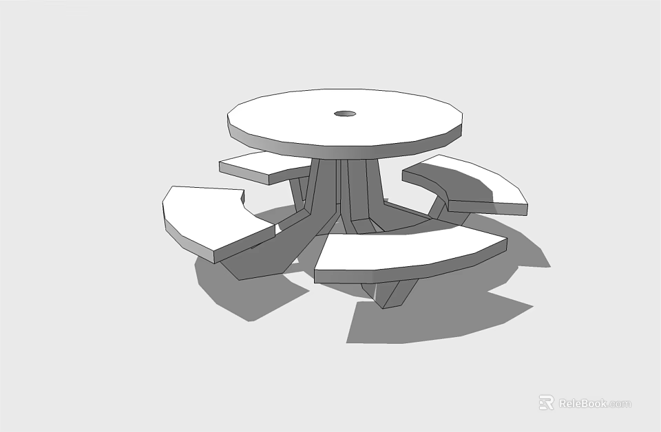 Modern Circular Landscape Seating With Integrated Table And Surrounding Seats 3d model