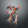 Mechanical Robot Character Design With Four Legs Red Gray Parts And Mechanical Arms
