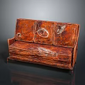 Artistic Brown Multi-Person Sofa With Textured Surface Unique Design And Wooden Legs