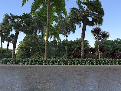 Well Designed Road Facilities Featuring Green Landscaping Sidewalks And Street Lights 3d model