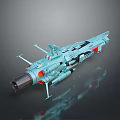Futuristic Cyan Spaceship 3D Model With Detailed Structure Red Accents And Reflective Surface