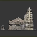 Ancient Architecture With Tall Carved Tower And Traditional Stone Roof Details