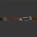 Traditional Wooden Mechanical Bow With Curved Arms Bowstring And Red Metal Components