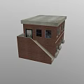 Two Story Detached Villa With Red Brick Exterior Flat Roof Side Ramp Windows And Door