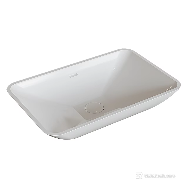 White Rectangular Ceramic Washbasin With Modern Sleek Design For Bathroom Interior 3d model
