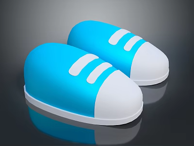 Stylish Blue And White Casual Shoes With White Stripes Modern Design 3d model