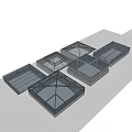 Various Modern Skylight Structures With Glass Panels And Metal Frames 3d model