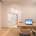 Modern Pilates Studio Interior With Reformer Equipment Wooden Floor And Mirrors