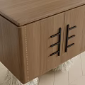 Modern Wooden Console Table With Cabinet Doors Black Handles And Tassel Legs