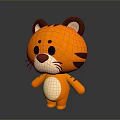 Cute 3D Cartoon Tiger With Orange Body Black Stripes White Belly And Brown Ears