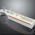 White Long Automated Processing Equipment With Curved Console Orange Stripe And Display Screen 3d model