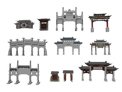 Chinese-style archway model