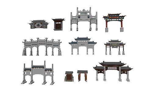 Chinese-style archway 3d model