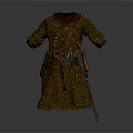 Brown Patterned Robe With Leather Belt Pockets And Hanging Accessories 3d model