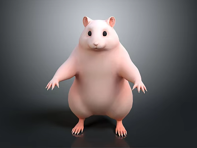Cute Pink Hamster Standing Pose 3D Game Movie Character Design 3d model Cute Pink Hamster Standing Pose 3D Game Movie Character Design 3d model