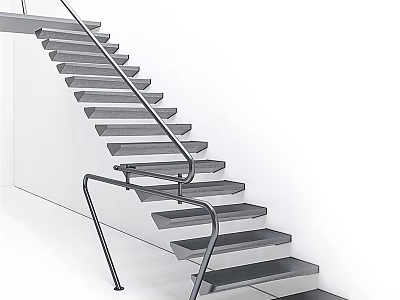 Minimalist Indoor Staircase Design With Sleek Metal Handrail And Smooth Steps For Modern Home 3d model