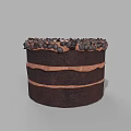 Decadent Layered Chocolate Cake Topped with Chocolate Shavings and Drizzled Chocolate Sauce