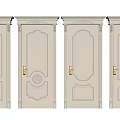 Classic Design Hinged Doors With Decorative Carved Patterns And Golden Handles 3d model