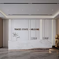 Modern company front desk office area reception area front desk background wall violent bear 3d model