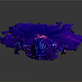 Mystical Purple Cloaked Figure With Flowing Glowing Ripples And Hooded Silhouette