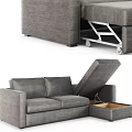 Modern Gray Sectional Sofa With Open Storage Compartment And Comfortable Design 3d model