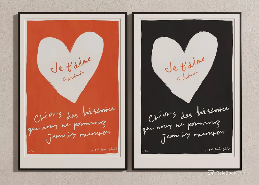 Jenny Holzer Art Prints With Heart Shaped Design Red Black Background Le Temps Choisit Text 3d model 
