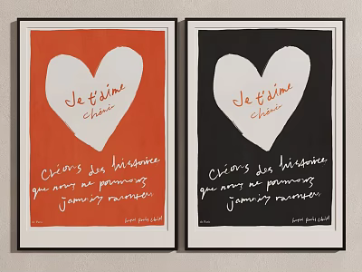 Jenny Holzer Art Prints With Heart Shaped Design Red Black Background Le Temps Choisit Text 3d model