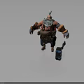 Cartoon Character With Red Skin White Beard Brown Arm Wraps Blue Pants And Blue Lantern