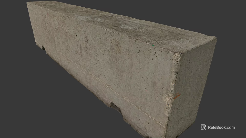 Gray Rectangular Concrete Block With Rough Surface For Industrial Construction Applications 3d model 