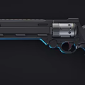 Black Revolver With Blue Glowing Accents Modern Metallic Finish And Futuristic Design