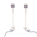 Professional Commercial White Microphone Pair With Stand Base And Cable Connected 3d model