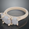 Beige Decorative Ring With Two Large Gemstone Shapes And Small Protrusions